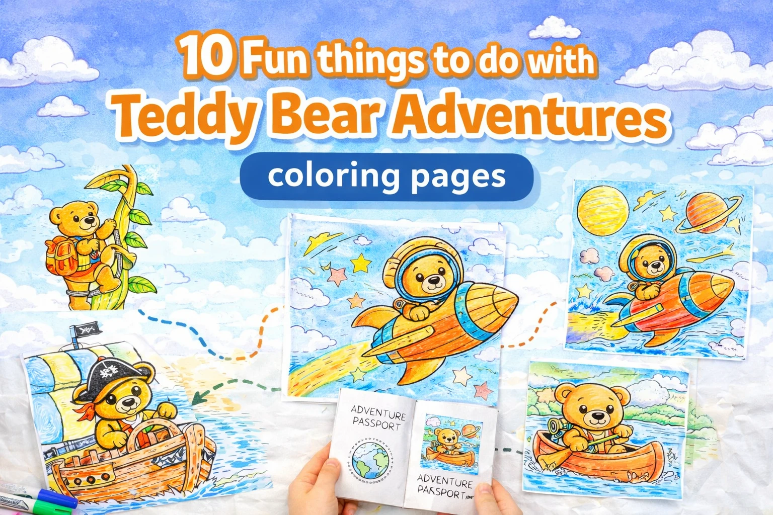 48 Teddy Bear Adventures coloring pages - Free PDF Printables