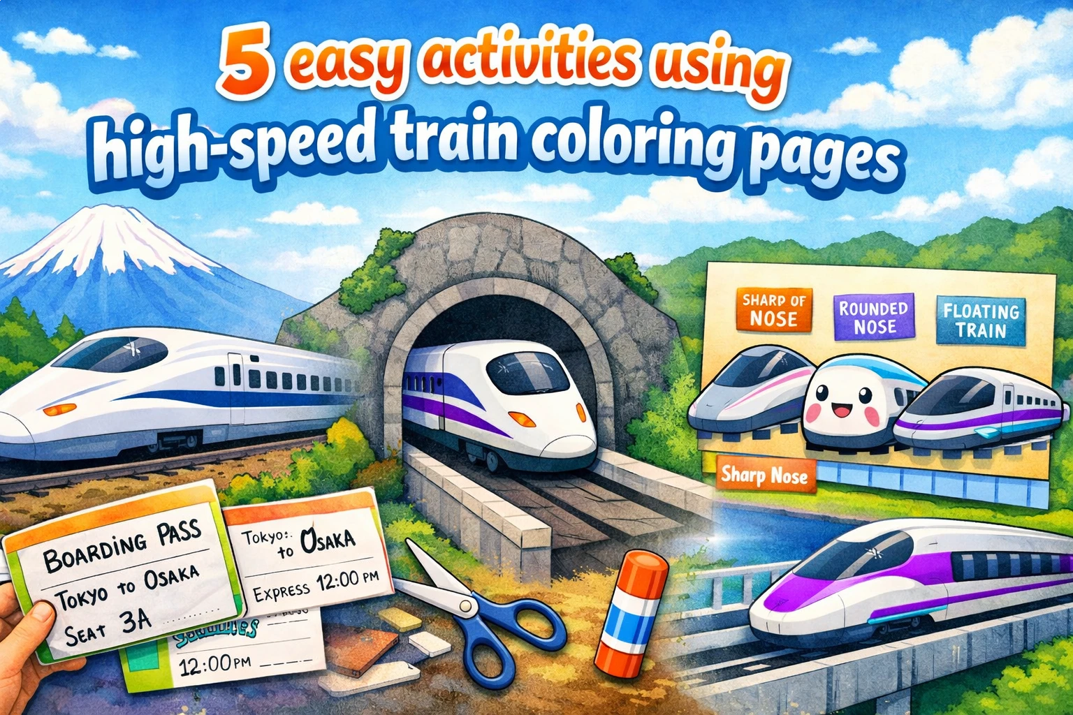5 easy activities using high-speed train coloring pages