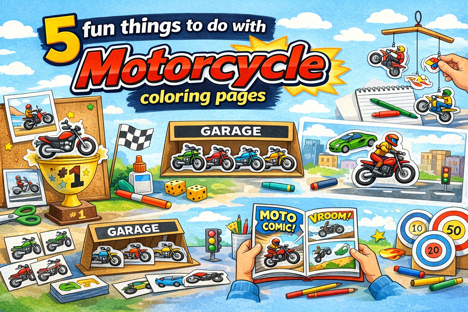 Activities with cars coloring pages