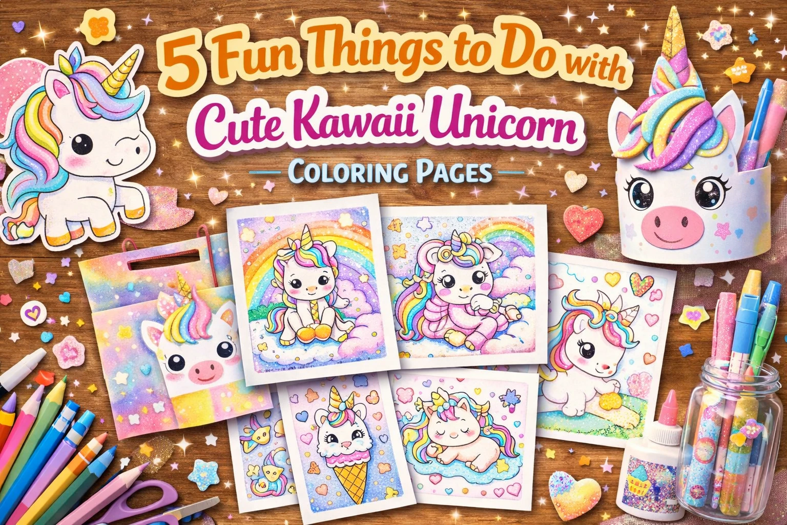 Creative projects with Cute Unicorn coloring pages