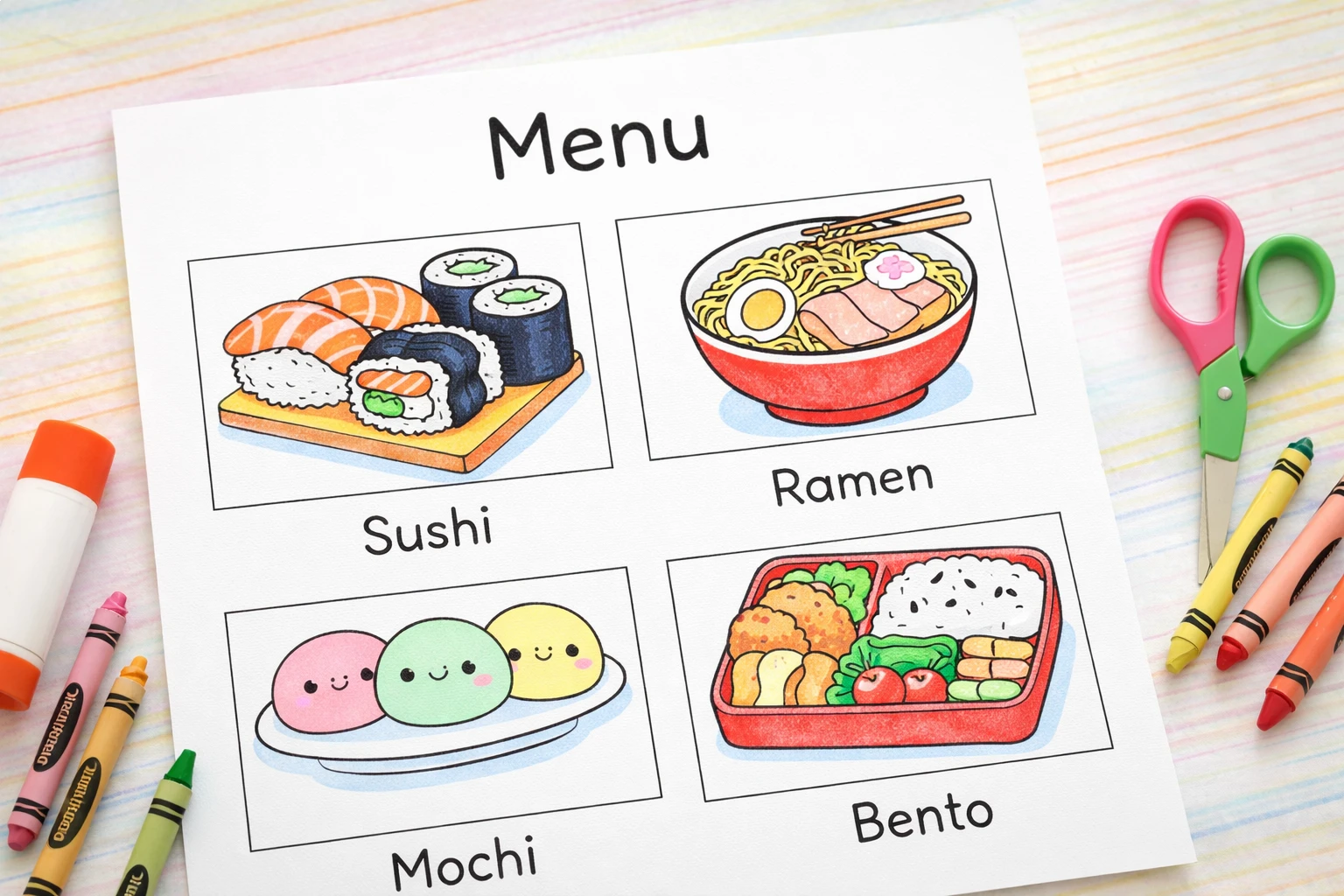 Menu Coloring Page Craft