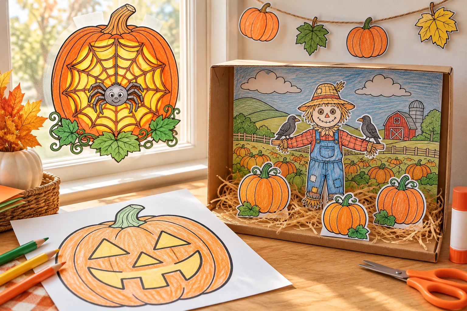 Pumpkin coloring page paper crafts