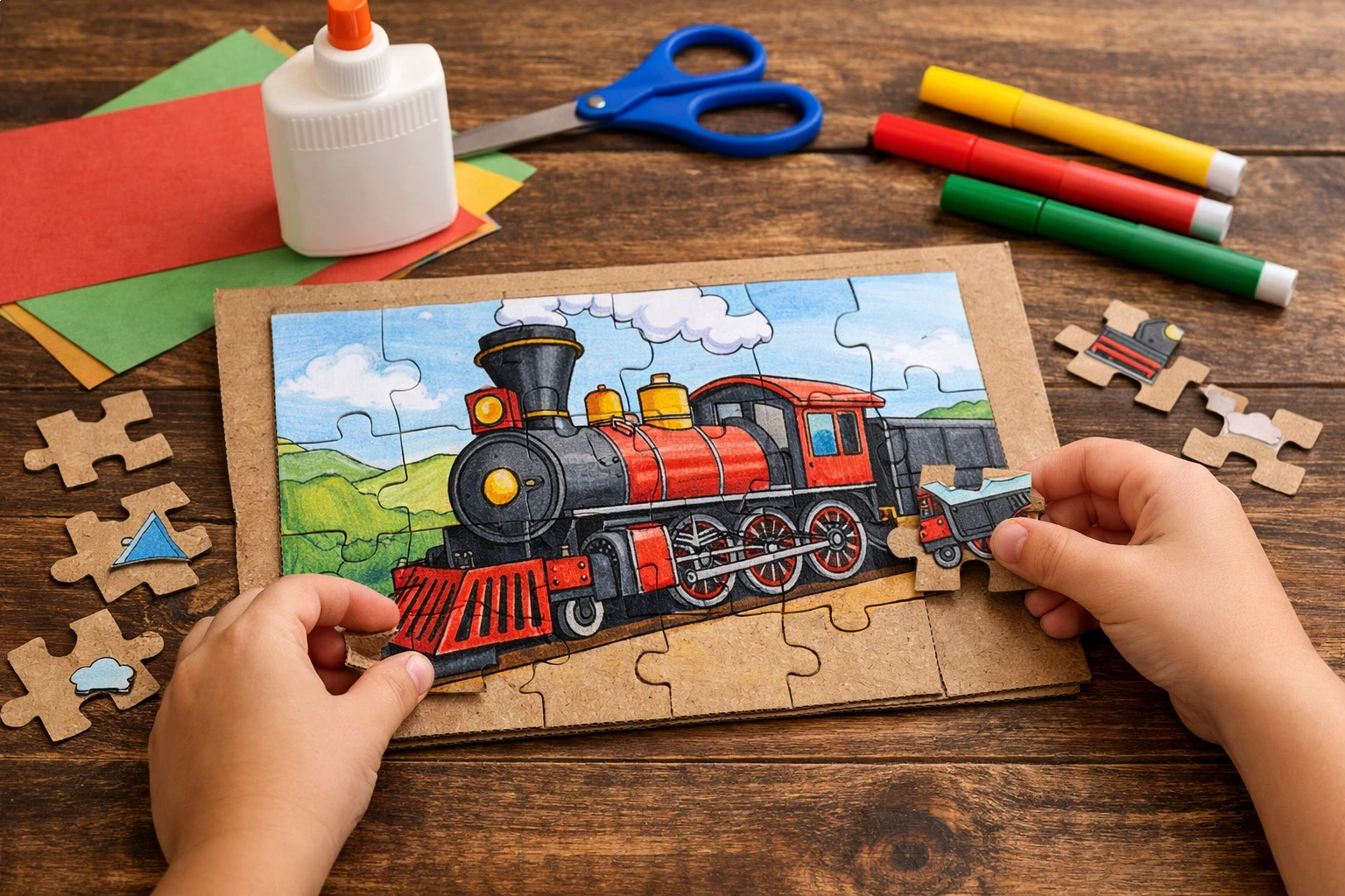 Creating a Steam Train Coloring Page Puzzle