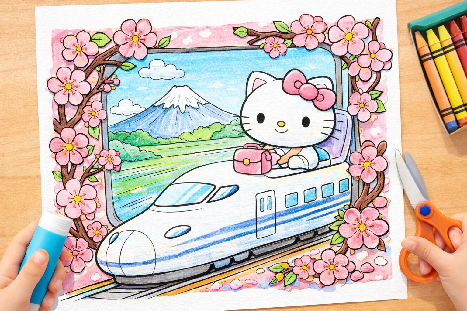 Train Journey Cherry Blossom Frame
